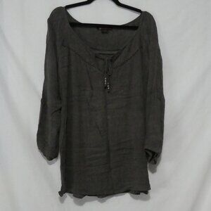 L&L - LOVE & LEGEND | size 18 | Casual Grey Peasant Blouse With Eyelet Detail